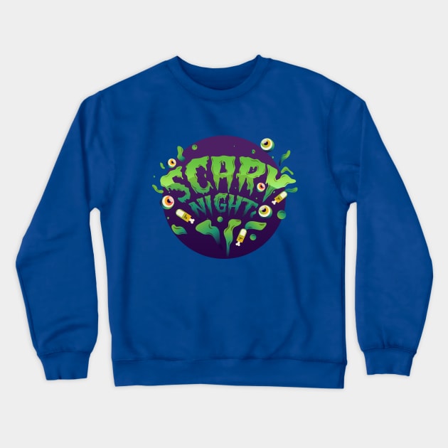 Scary Night Crewneck Sweatshirt by Mako Design 